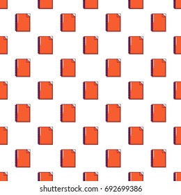 Red notebook pattern in cartoon style. Seamless pattern vector illustration