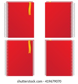 Red notebook stand action design vector illustration.