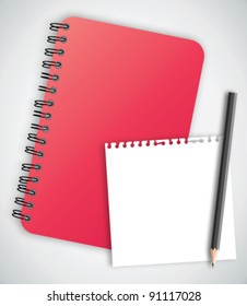 Red Notebook With Torn Paper Vector