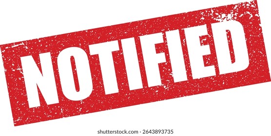 Red Notified Rubber Stamp Word Text Written in Reverse Grunge Vector in Sharp Border, Transparent Background