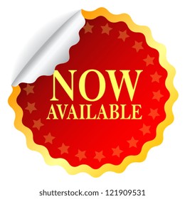 Red now available vector label