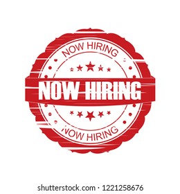 Red Now hiring grunge Stamp on white background,Thai design.Vector