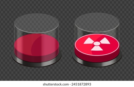 Frasco de vidrio cerrado de Botón nuclear rojo transparente