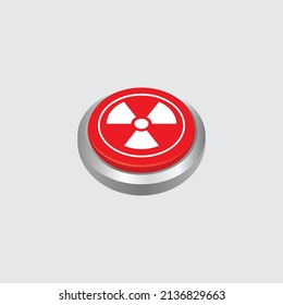 red nuclear button illustraton design, red push button with nuclear symbol vector