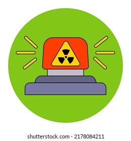 red nuclear button to launch inter-contact missiles. flat vector illustration.