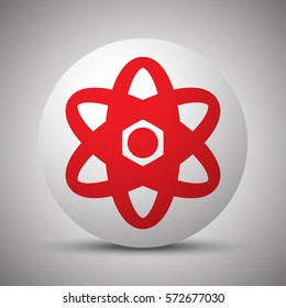 Red Nuclear icon on white sphere