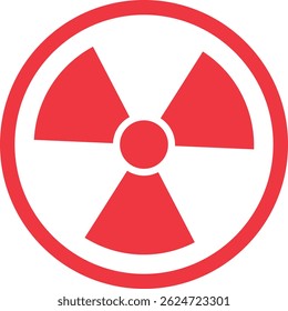 Sinal de aviso nuclear vermelho . Sinal de perigo de radiação . Ilustração vetorial
