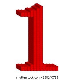 Red number 1 3D