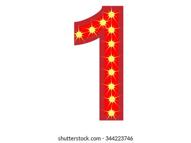 Red number 1 with yellow star, vector illustration. can be used for christmas / happy birthday / happy new year and more.