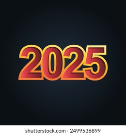 Red number 2025 outlined in yellow are perfect for financial presentations, business reports, and data analysis design projects. Great for high contrast graphics.