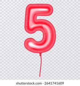Red Number 5 Balloon for Birthday Celebrations