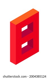 Rojo número 8 en estilo isométrico. Aislado sobre fondo blanco. Números de aprendizaje, número de serie, precio, lugar. Ilustración del vector