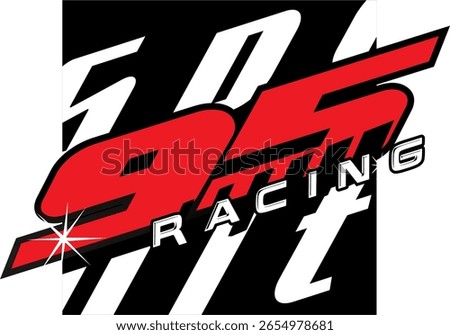 red number 95 vector, racing icon, black background variation.