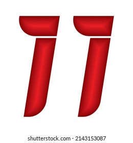 Ilustración de vectores Red Number Eleven. Número 11 Con Efecto Plástico Aislado Sobre Un Fondo Blanco
