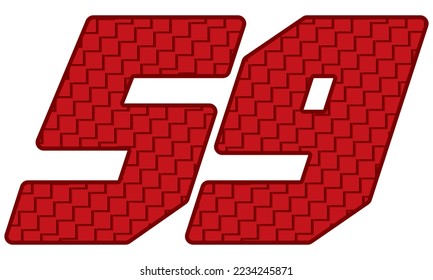 Rote Nummer 50 Neun Vektorgrafik. Nummer 59 mit quadratischem Muster
