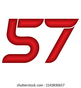 Red Number Fifty Seven Vector Illustration Stock Vector (Royalty Free ...