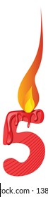 Red number five burning illustration vector on white background