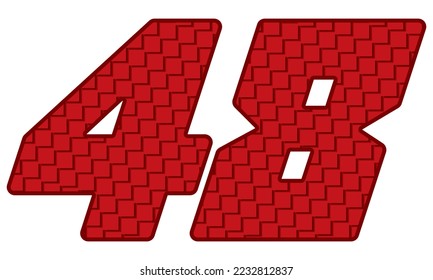 Ilustración del Vector Red Número Cuarenta Y Ocho. Número 48 con patrón cuadrado
