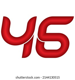 Red Number Forty Six Vector Illustration. Number 46 With Plastic Effect Isolated On A White Background
