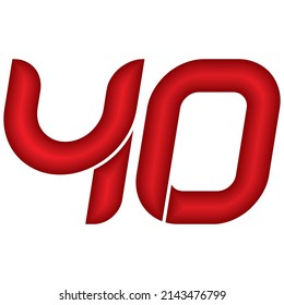 Red Number Forty Vector Illustration. Number 40 With Plastic Effect Isolated On A White Background
