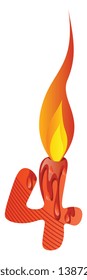 Red number four burning illustration vector on white background