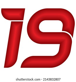 Ilustración del Vector Número Rojo Diecinueve. Número 19 Con Efecto Plástico Aislado Sobre Un Fondo Blanco
