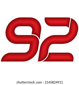 Red Number Ninety Two Vector Illustration. Number 92 With Plastic Effect Isolated On A White Background
