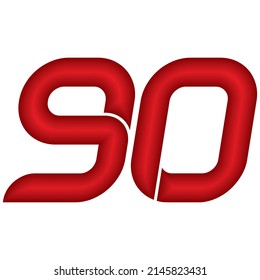 Red Number Ninety Vector Illustration. Number 90 With Plastic Effect Isolated On A White Background
