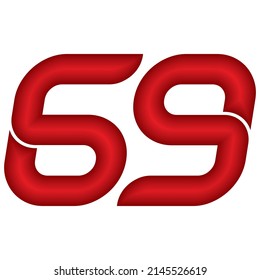 Red Number Sixty Nine Vector Illustration. Number 69 With Plastic Effect Isolated On A White Background
