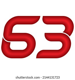 Red Number Sixty Three Vector Illustration. Number 63 With Plastic Effect Isolated On A White Background
