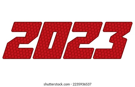 Ilustración Del Vector Rojo Número Dos Mil Veintitrés. Número 2023 con patrón cuadrado
