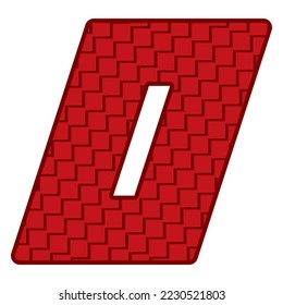 Red Number Zero Vector Illustration. Number 0 With Square Pattern
