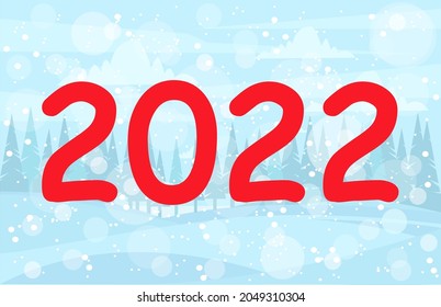 Red numbers 2022 for posters, postcards and greetings. Numbers and handwritten letters. Happy New Year 2022.