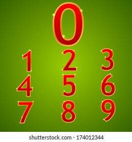Red numbers in gold frame