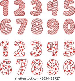 números vermelhos de um a zero. fonte minimalista moderna com textura