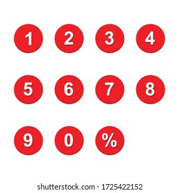 Red Numbers Set Icon Isolated Vector