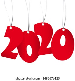 red numbers showing New Year 2020 with white background