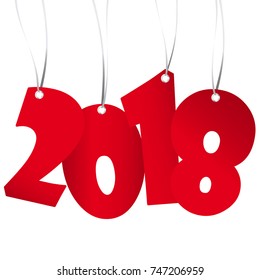 red numbers showing New Year 2018 with white background