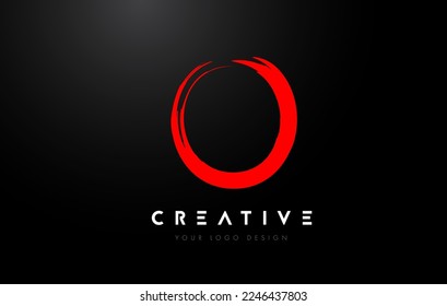 Red O Brush Letter Logo Design. Artistic Handwritten Brush Letters Logo Concept Vector. 