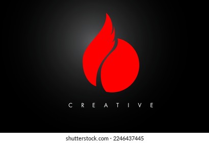 Icono de diseño del logotipo de las Alas Rojas O. Logo de la carta del ala voladora con concepto creativo de ala negra.