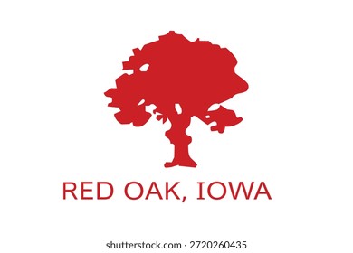 Ilustración vectorial de la bandera de la ciudad de Red Oak, condado de Montgomery, estado de Iowa, Estados Unidos, signo de ciudad de Estados Unidos. Anuncio emblema de la ciudad de Red Oak. Pegatina Red Oak bandera de la ciudad.