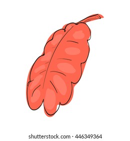Red oak leaf icon in cartoon style isolated on white background. Plants symbol