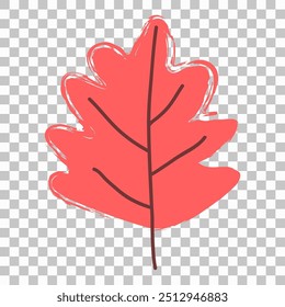 Red oak leaf. Vector clipart isolated on transparent background