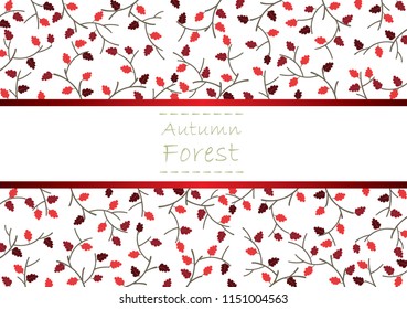 Red oak leaves with red bow vector background for decoration on autumn season