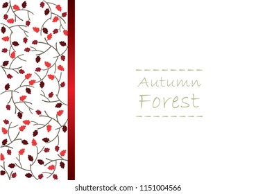 Red oak leaves with red bow vector background for decoration on autumn season