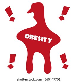 Red obesity warning sign, vector stock.