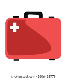 Red object with a cross on it, First aid box.medical equipment, First aid storage, doctor's case.