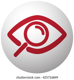 Red Observation Icon On White Ball