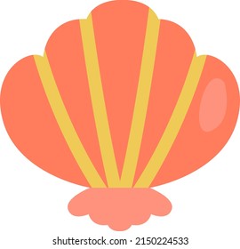 Red ocean shell, illustration, vector on a white background.