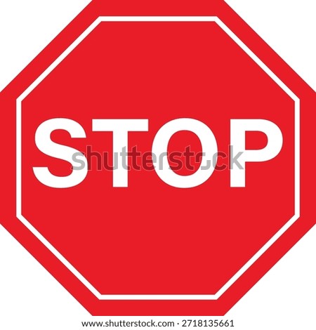 Red Octagonal Stop Traffic Sign Vector - Road Safety Symbol